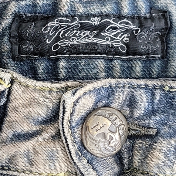 Kingz Camo Pocket Vintage Wash Jeans Screwballer 32x32 - Picture 8 of 12